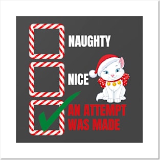 Naughty or Nice Christmas Cat Posters and Art